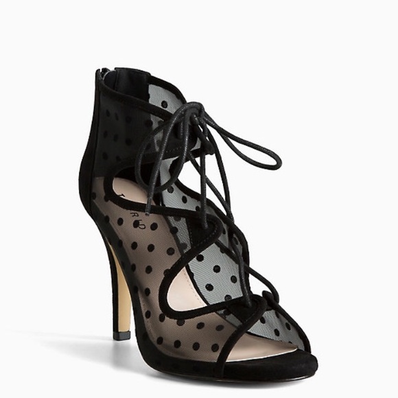 torrid Shoes - Torrid Polka Dot Mesh Lace Up Heels
